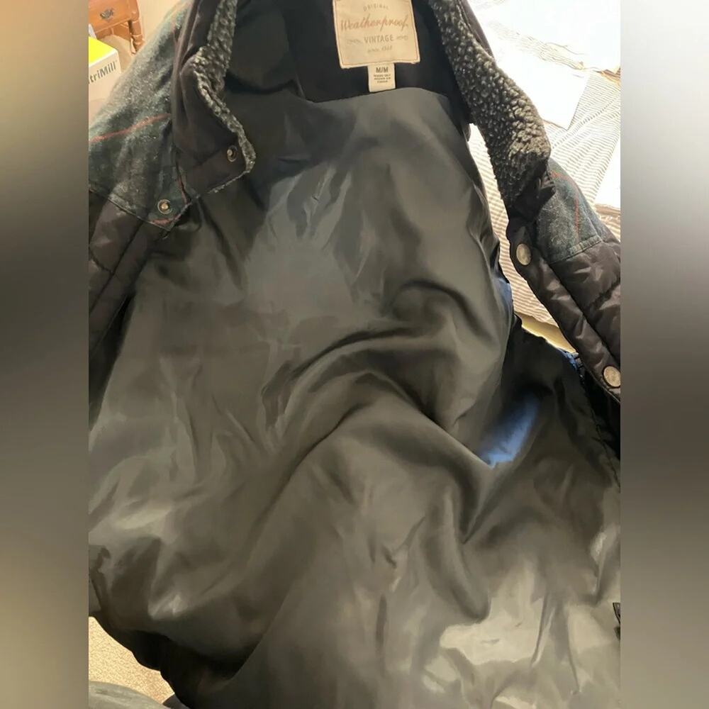 Weatherproof Vintage Mens Puffer Vest Medium Black Plaid Cabincore Outdoor - Picture 4 of 9